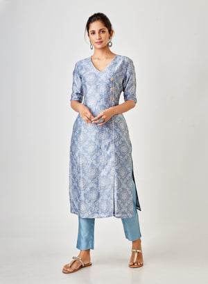 Kyyarii Printed Pure Silk Handloom Suit Set with dupatta
