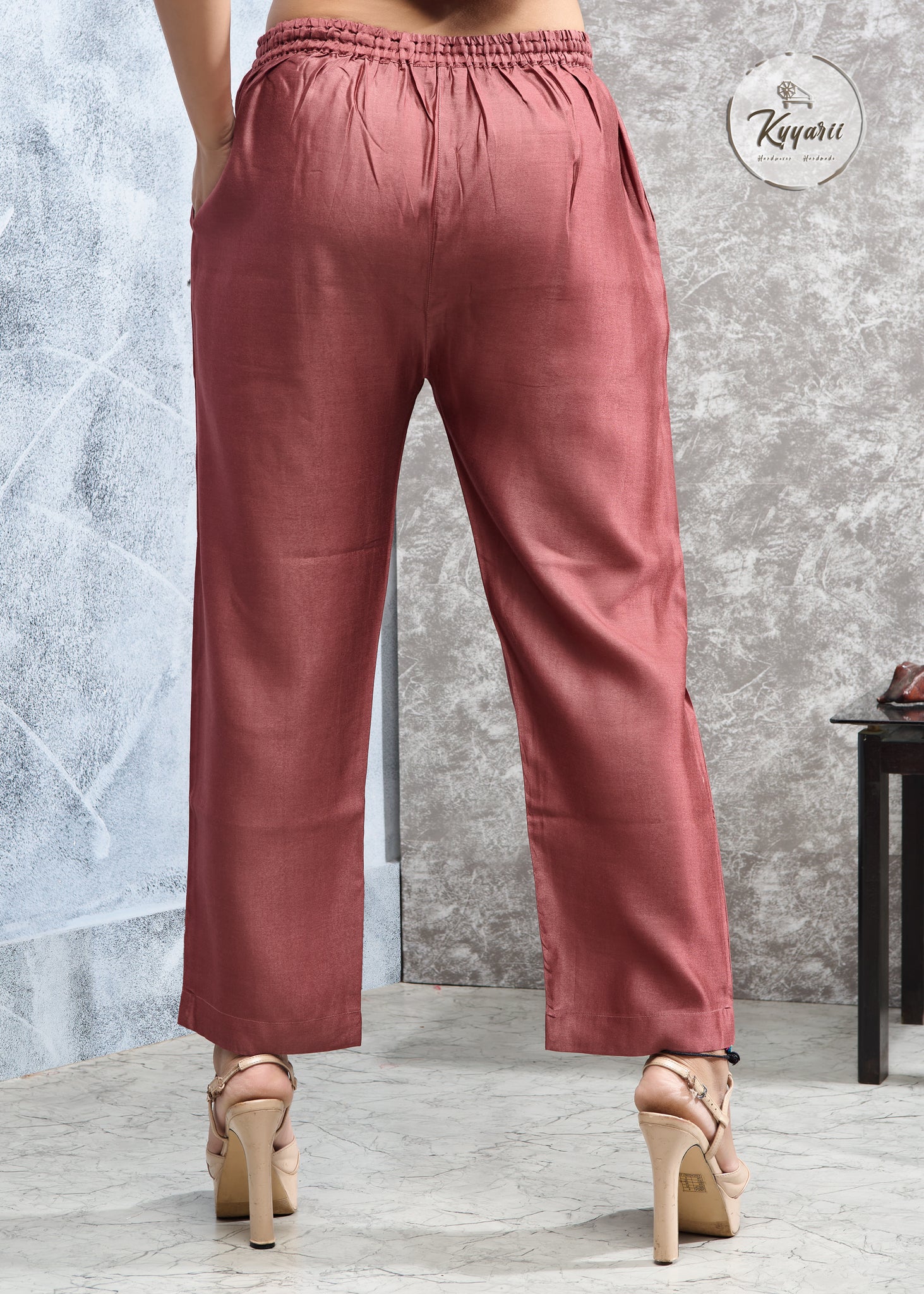 Maroon drawstring silk pants