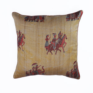 Kyyarii Regal ghode print Pure Silk Cushion Covers (Single piece)